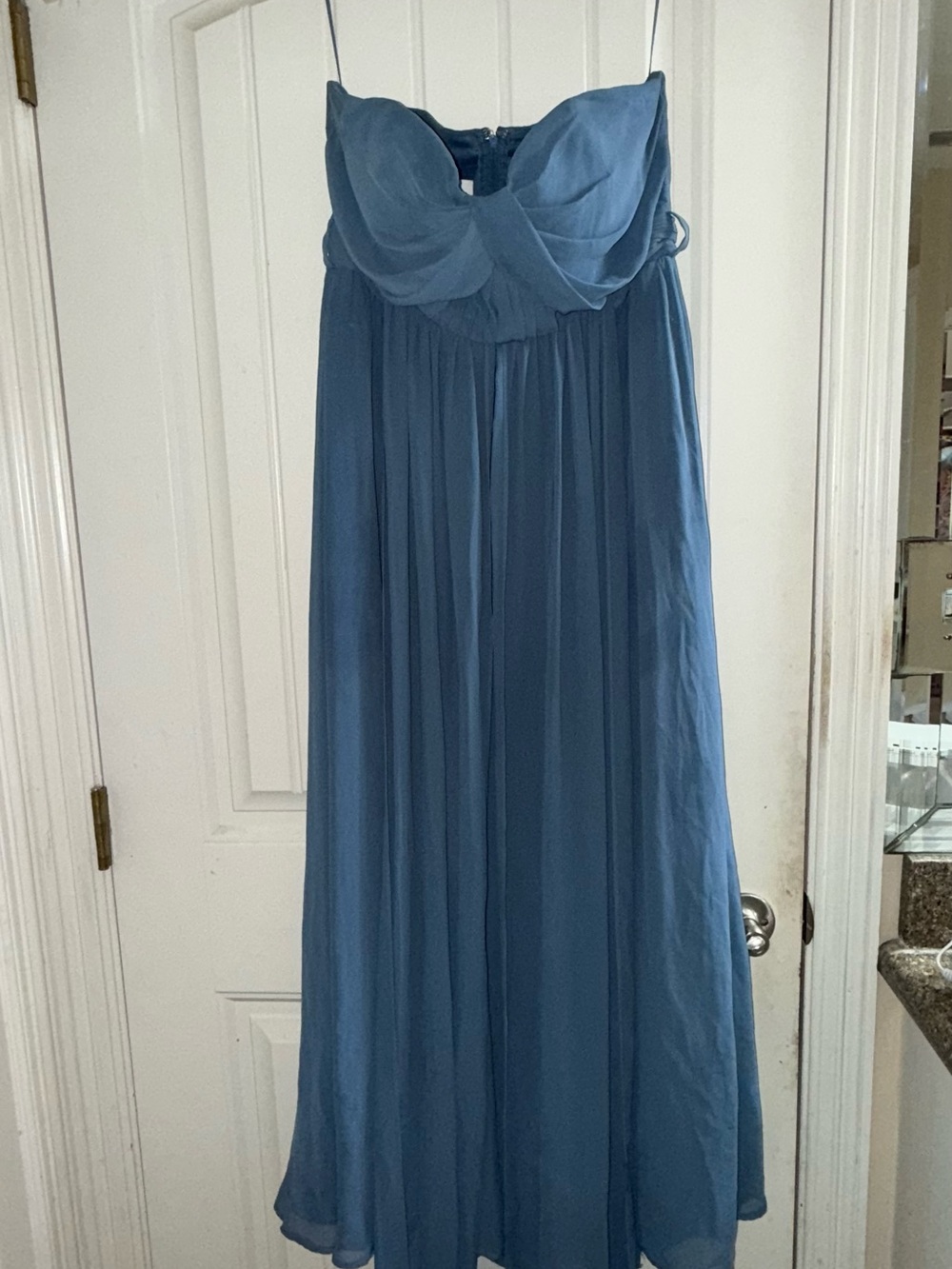Birdy Grey Convertible French Blue Strapless Chiffon Maxi Dress